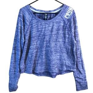 Crunch Womens Shirt Forest Purple Athletic Round Neck Loose Fit Long Sleeve L